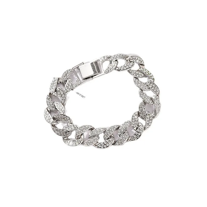 Men's Cuban Bracelet With Bling Rhinestone Finish