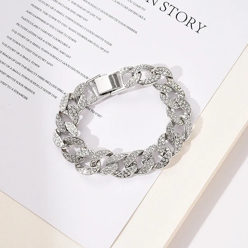 Men's Cuban Bracelet With Bling Rhinestone Finish