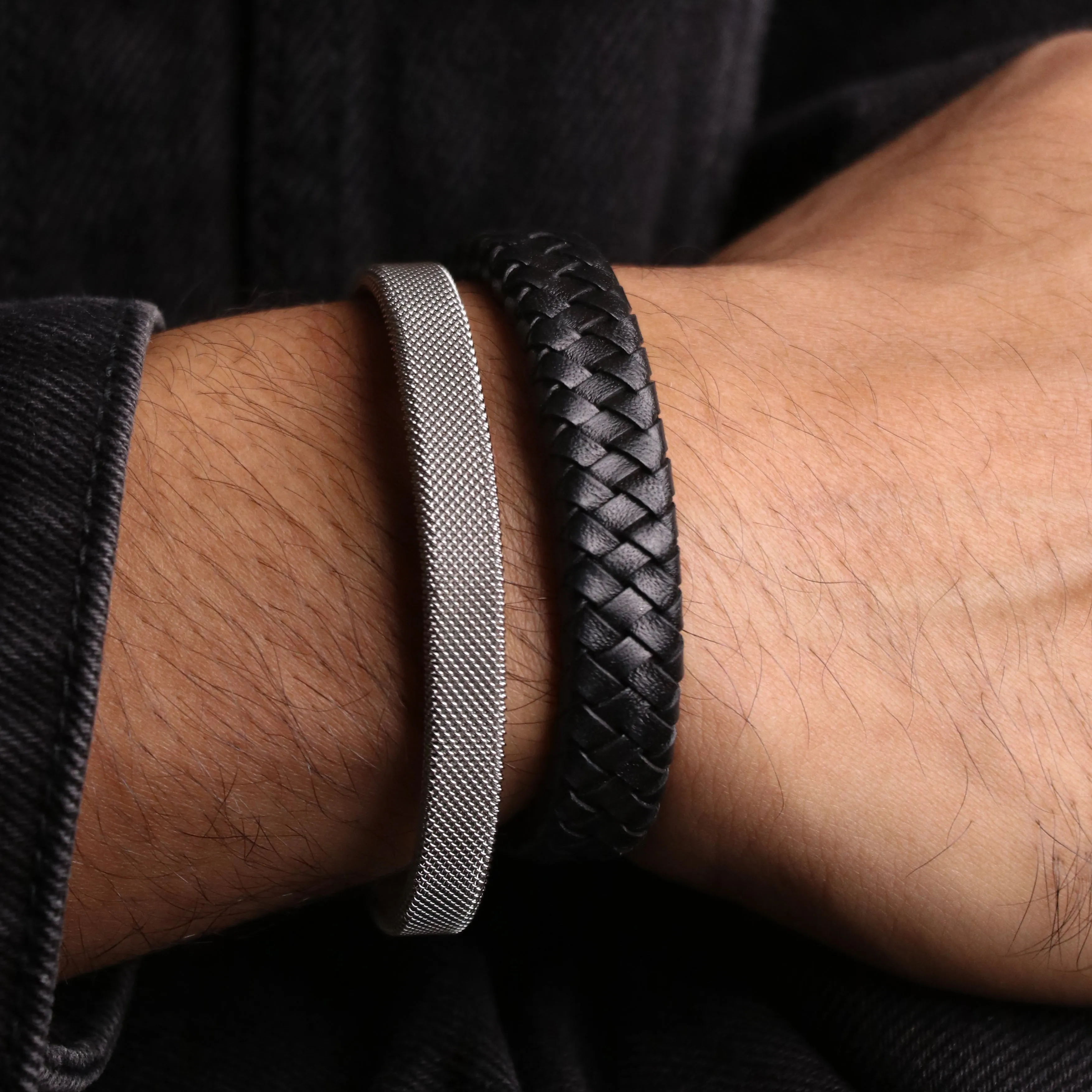 Mesh patterned Cuff Silver finish