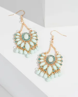 Mint Crystal Beaded Hook Earrings
