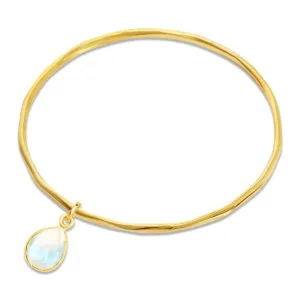 Moonstone Charm Bangle | Gold - June