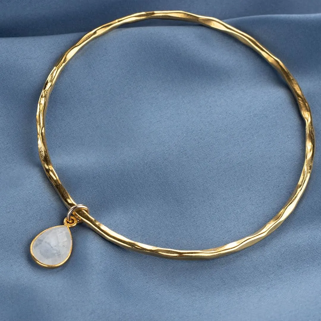 Moonstone Charm Bangle | Gold - June