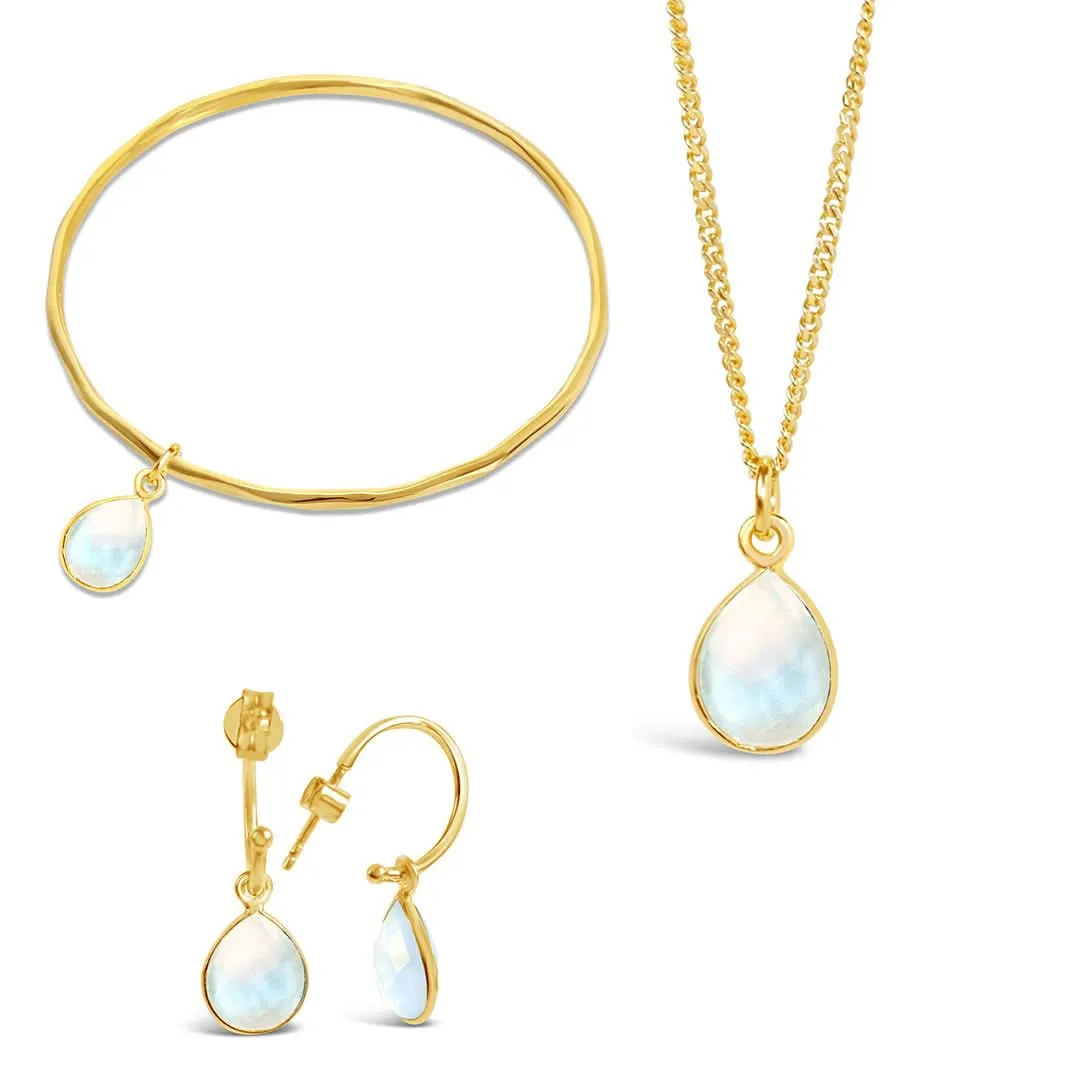 Moonstone Charm Bangle | Gold - June