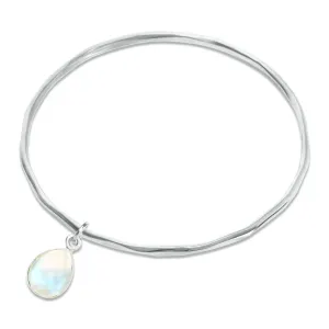 Moonstone Charm Bangle | Silver - June