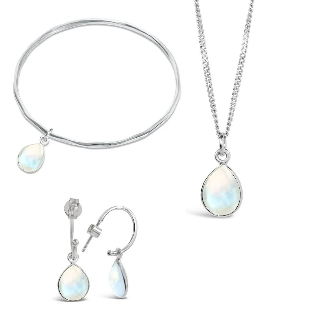 Moonstone Charm Bangle | Silver - June