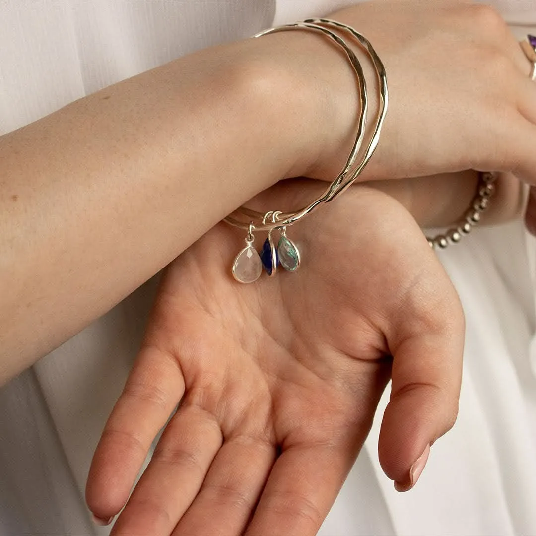 Moonstone Charm Bangle | Silver - June