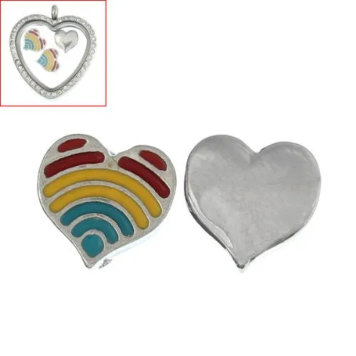 Multi  heart Floating Charms For Glass Living Memory Lockets