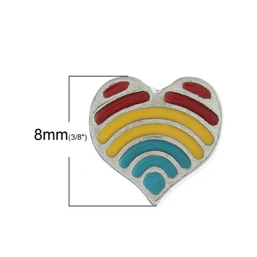 Multi  heart Floating Charms For Glass Living Memory Lockets