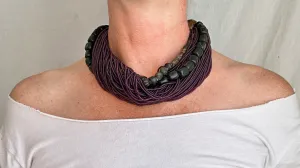 Multi-Strand Necklace. Glass, Serpentine and Ancient Metal Beads.