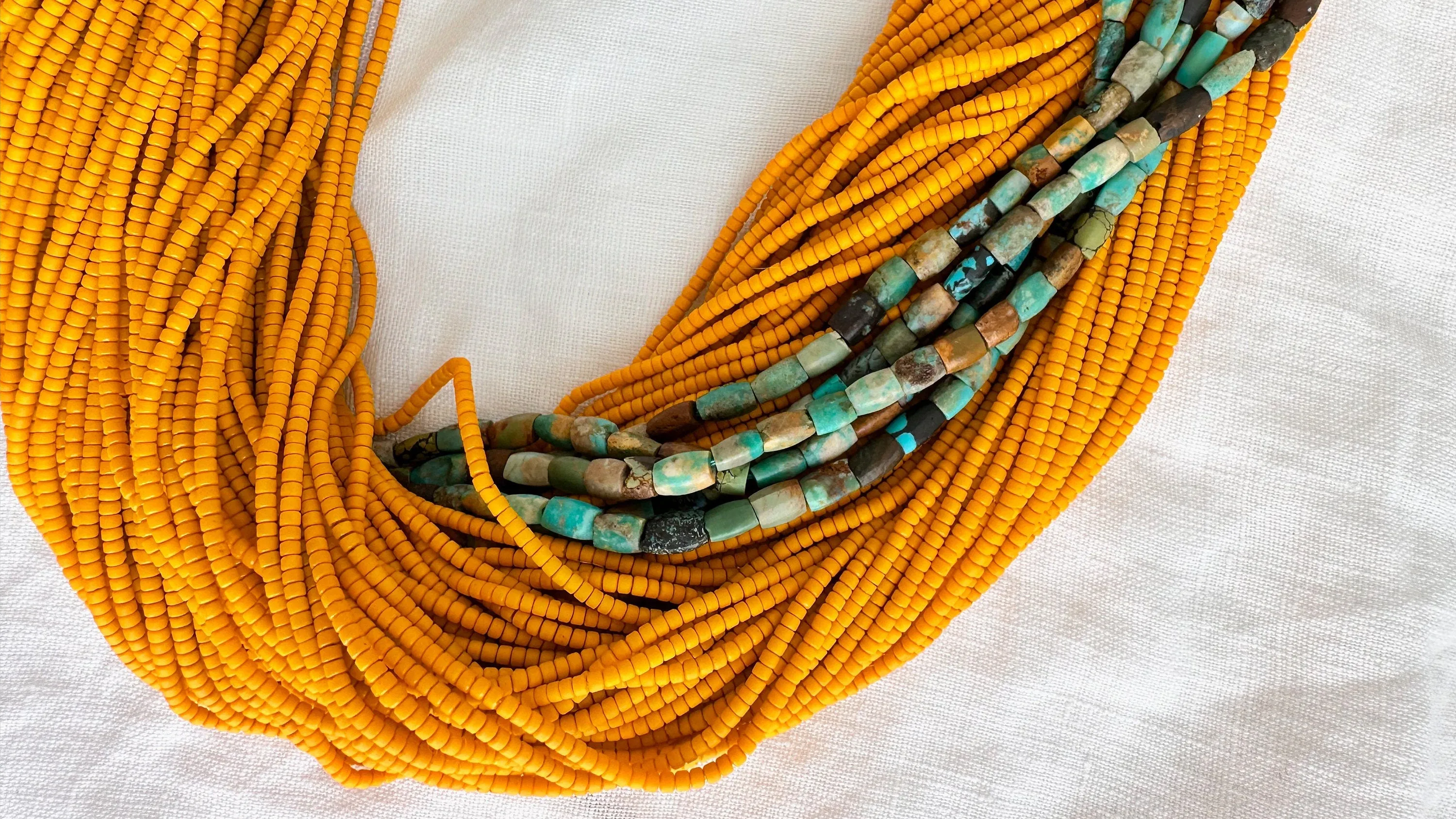 Multi-Strand Necklace. Glass, Turquoise and Silver. 0509