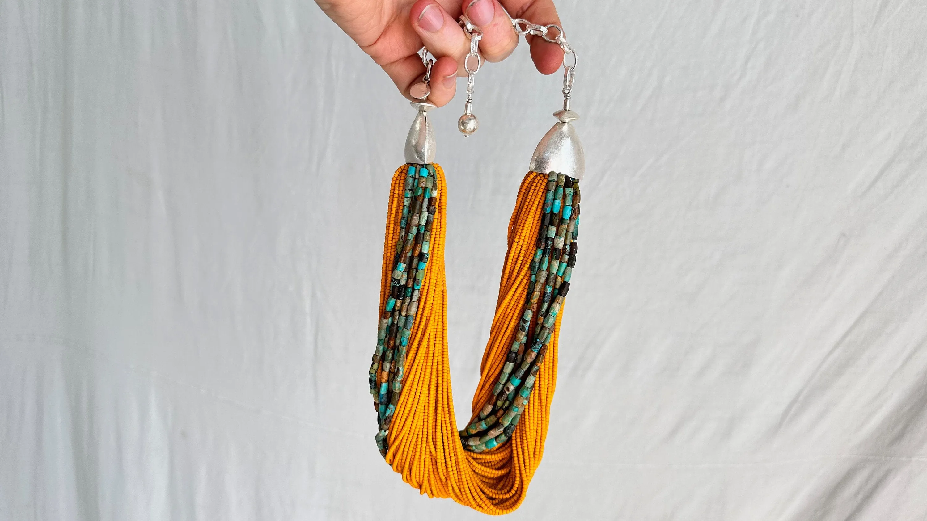 Multi-Strand Necklace. Glass, Turquoise and Silver. 0509