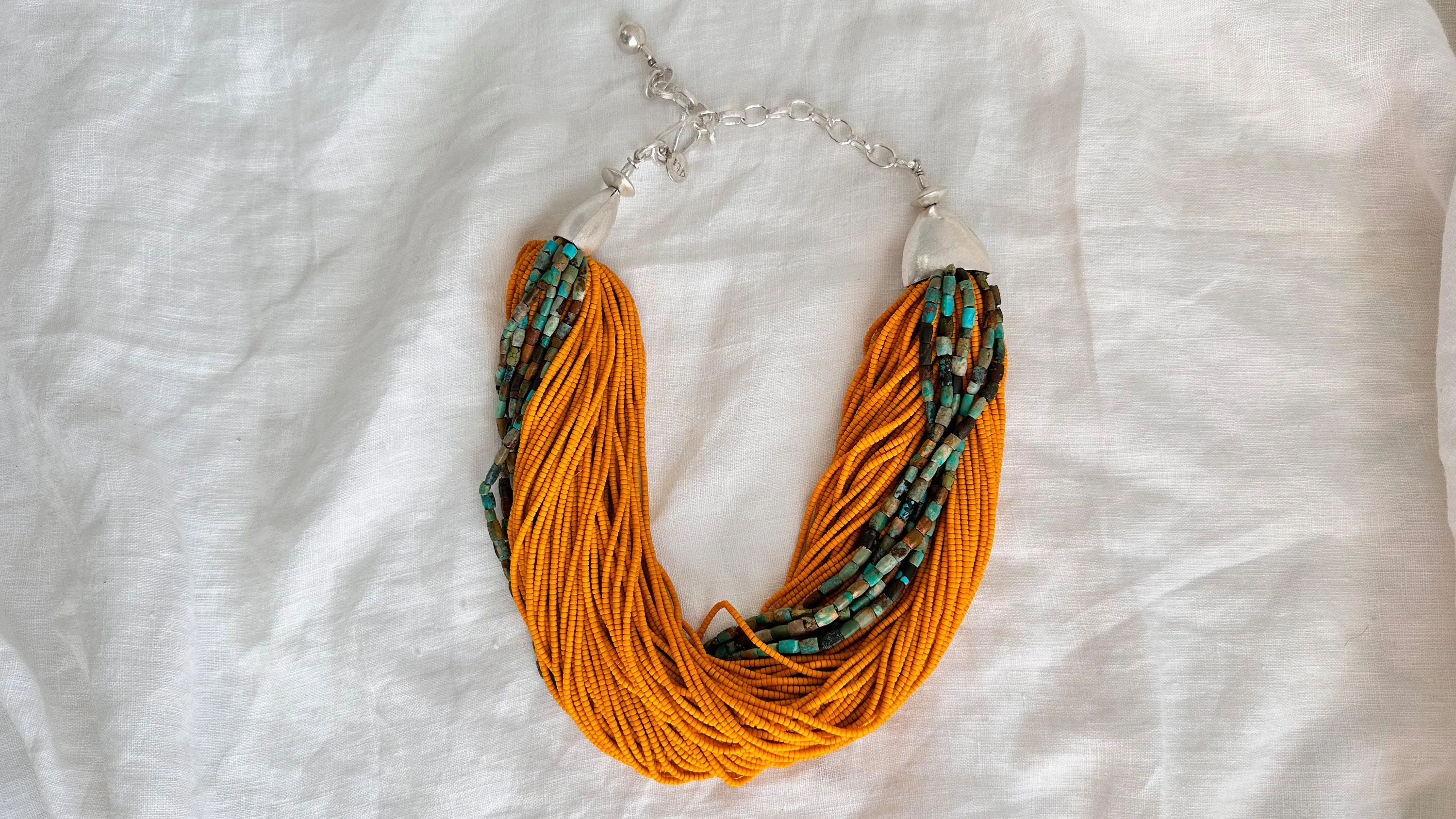 Multi-Strand Necklace. Glass, Turquoise and Silver. 0509