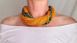 Multi-Strand Necklace. Glass, Turquoise and Silver. 0509