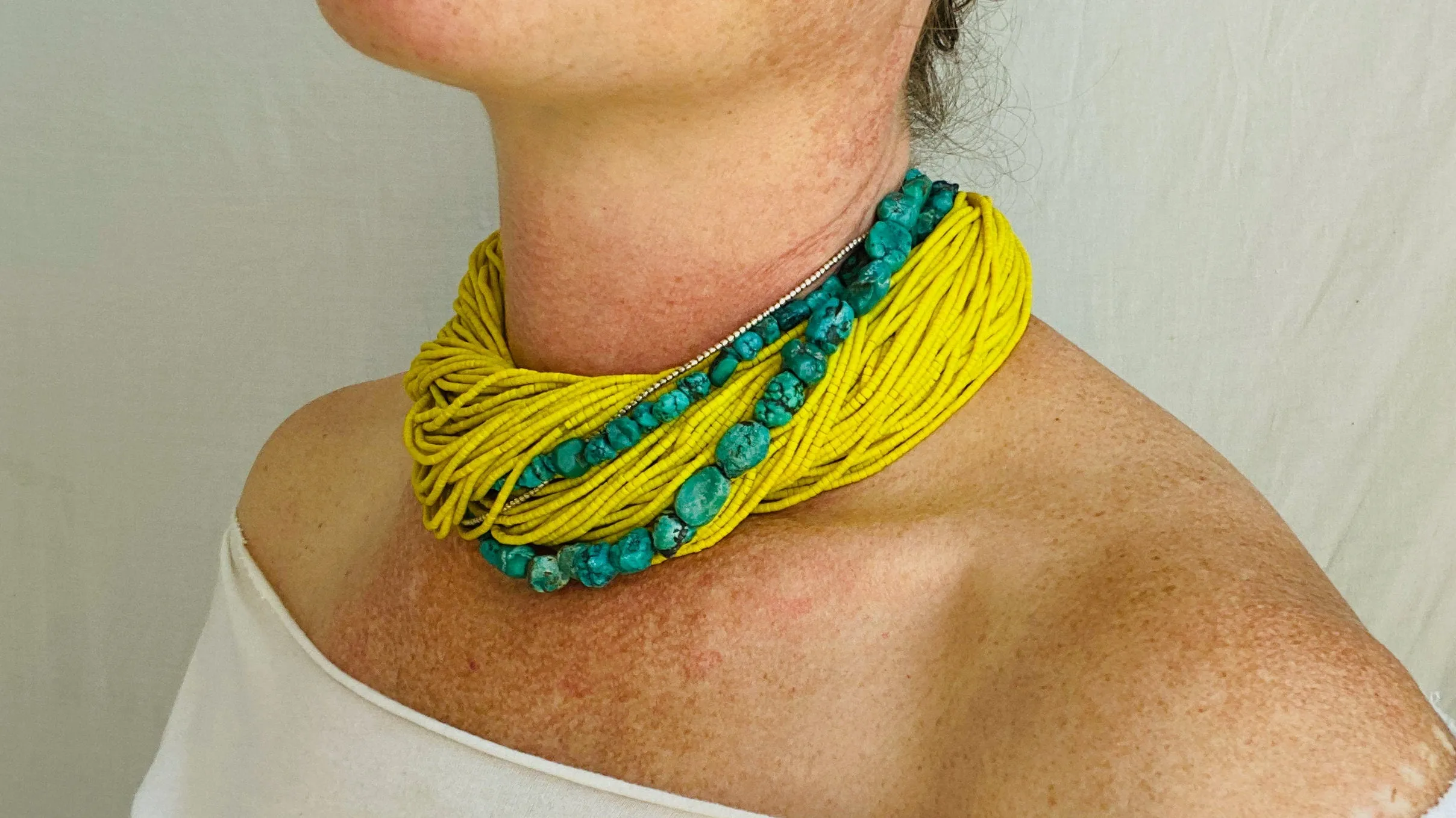 Multi-Strand Necklace. Glass, Turquoise and Silver.