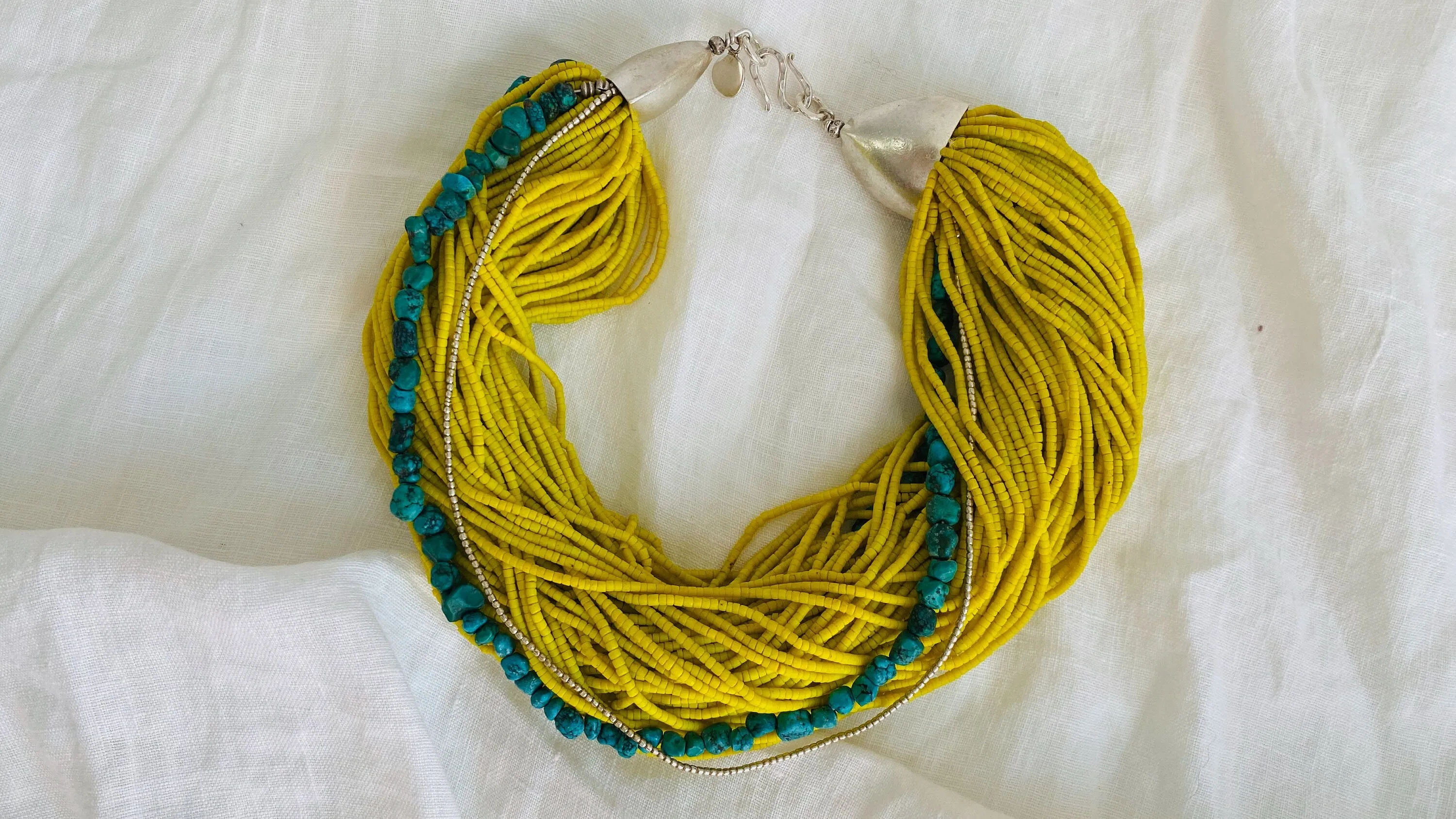 Multi-Strand Necklace. Glass, Turquoise and Silver.