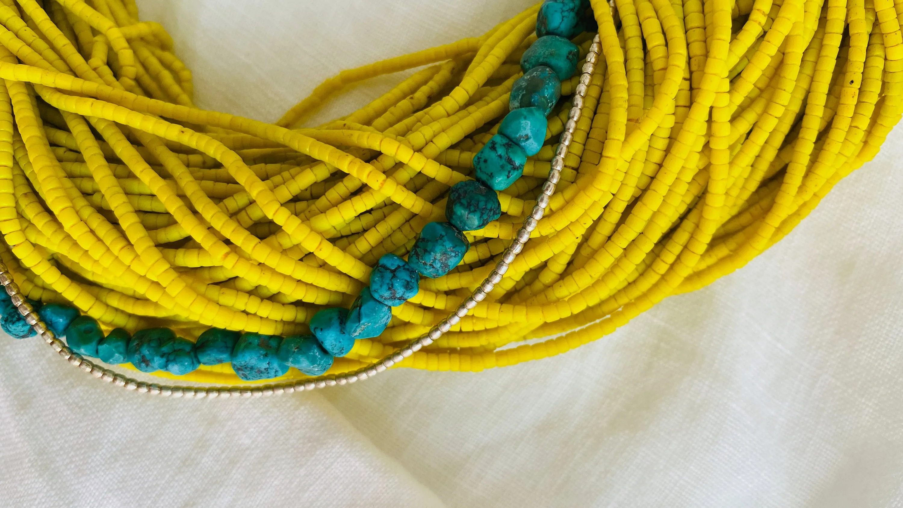 Multi-Strand Necklace. Glass, Turquoise and Silver.