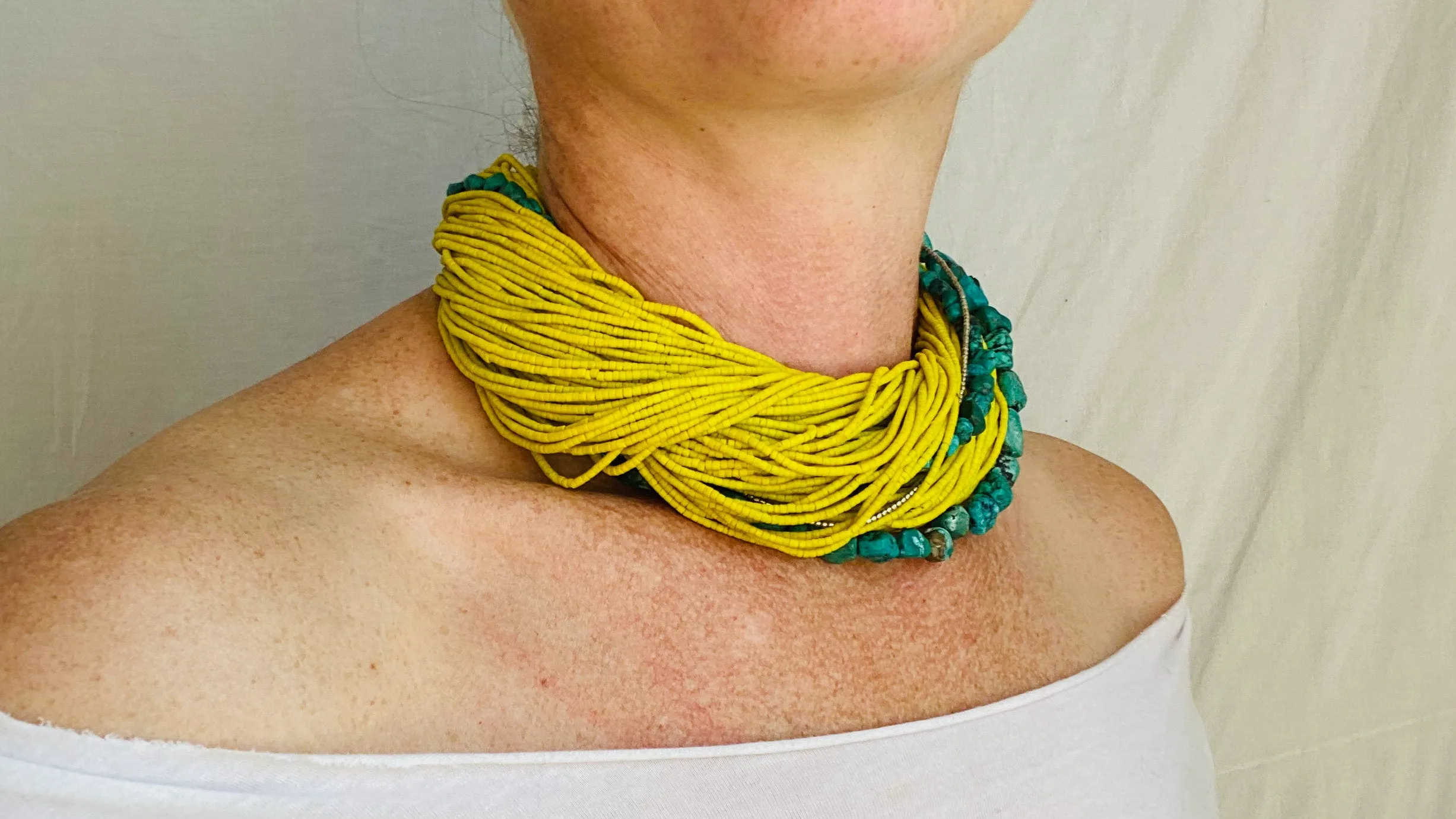 Multi-Strand Necklace. Glass, Turquoise and Silver.