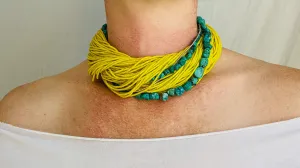 Multi-Strand Necklace. Glass, Turquoise and Silver.
