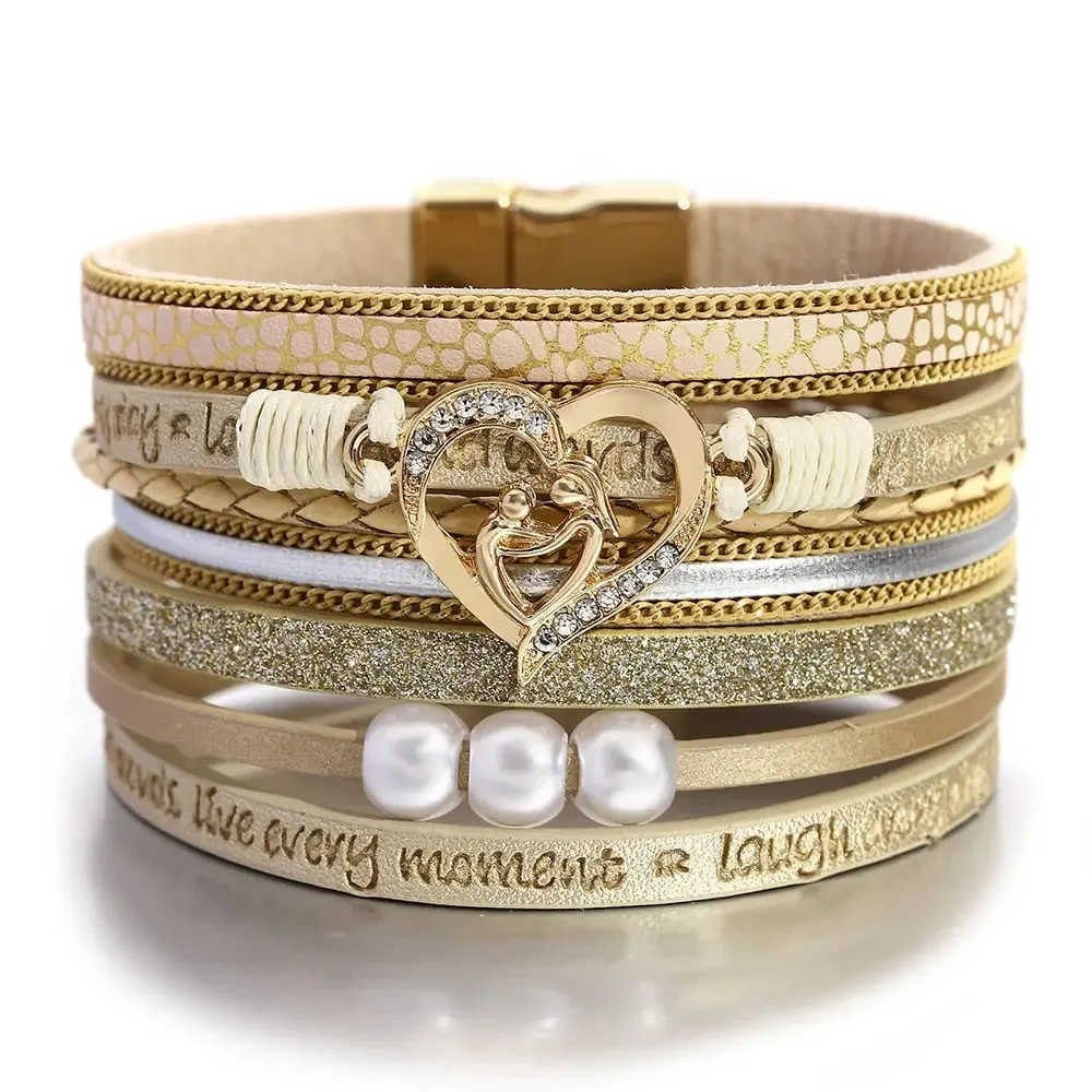 Multilayer Pearl Leather Bracelet