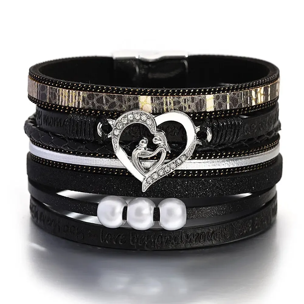 Multilayer Pearl Leather Bracelet