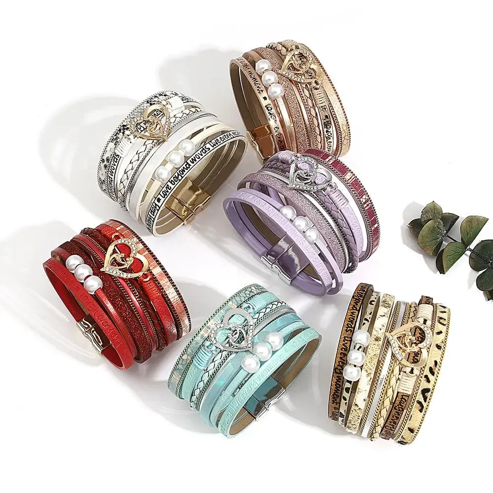 Multilayer Pearl Leather Bracelet