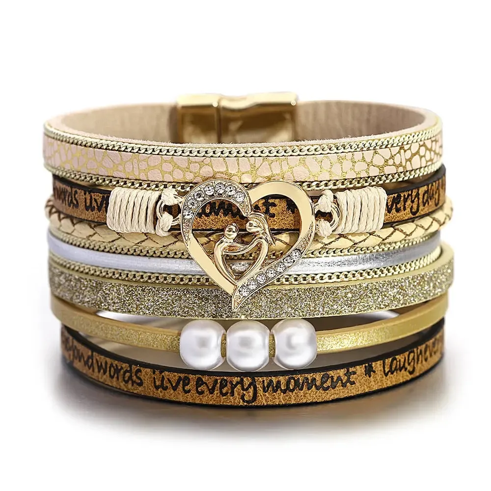 Multilayer Pearl Leather Bracelet