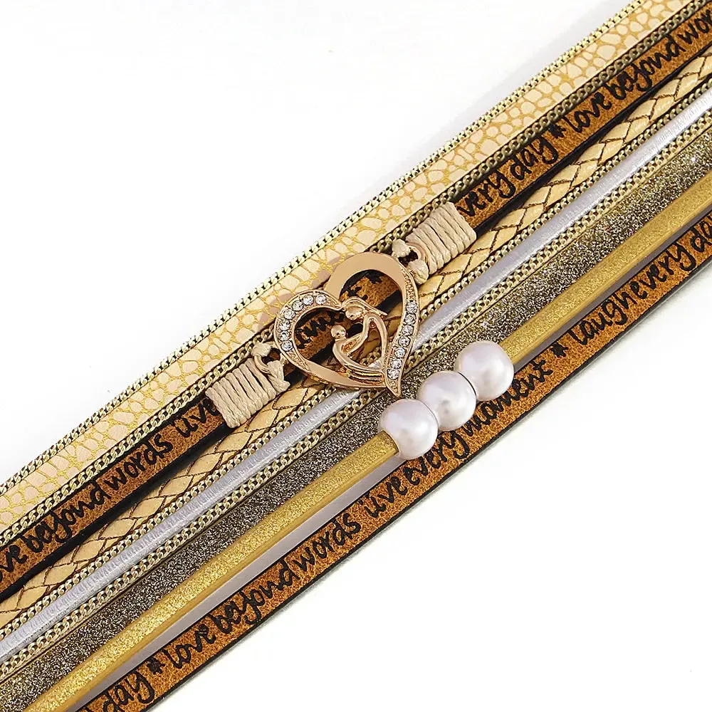 Multilayer Pearl Leather Bracelet