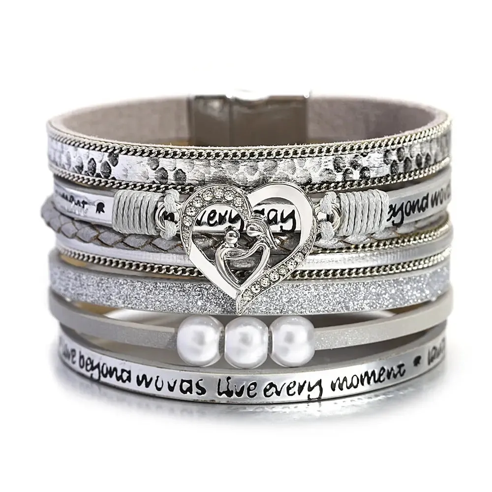 Multilayer Pearl Leather Bracelet