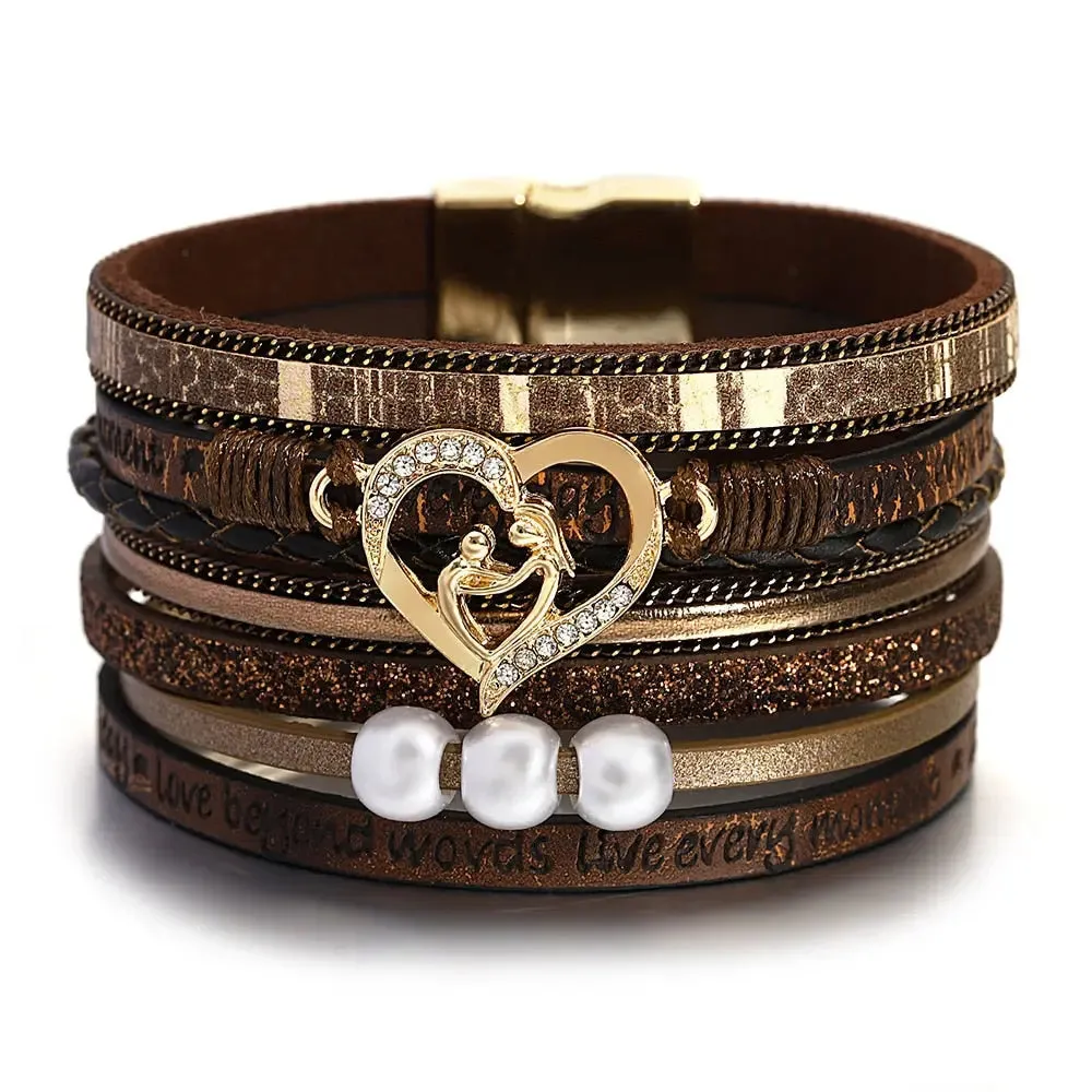 Multilayer Pearl Leather Bracelet