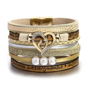 Multilayer Pearl Leather Bracelet