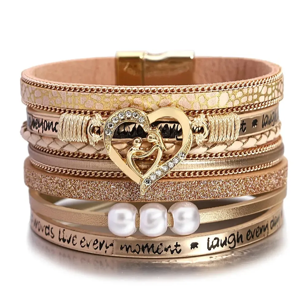 Multilayer Pearl Leather Bracelet