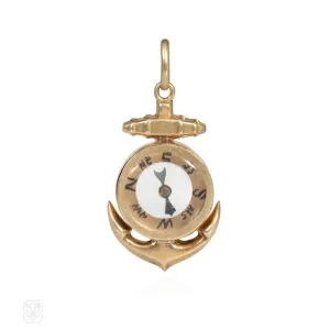 Nautical anchor compass charm pendant
