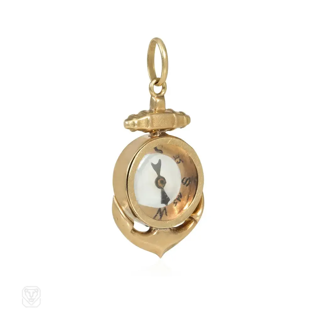 Nautical anchor compass charm pendant