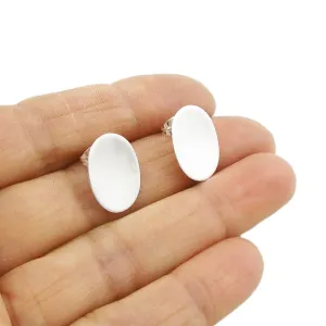 Oval Silver Stud Earrings