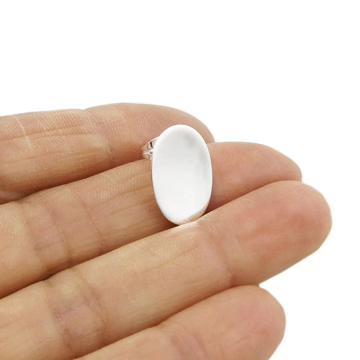 Oval Silver Stud Earrings