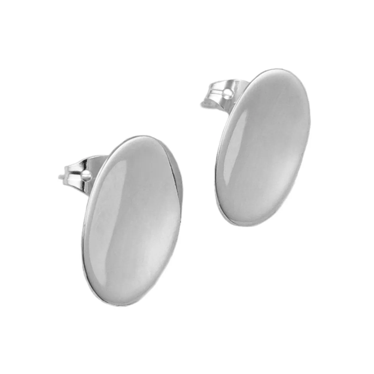 Oval Silver Stud Earrings
