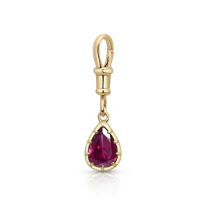 Pear-Shaped Red Tourmaline Charm Pendant
