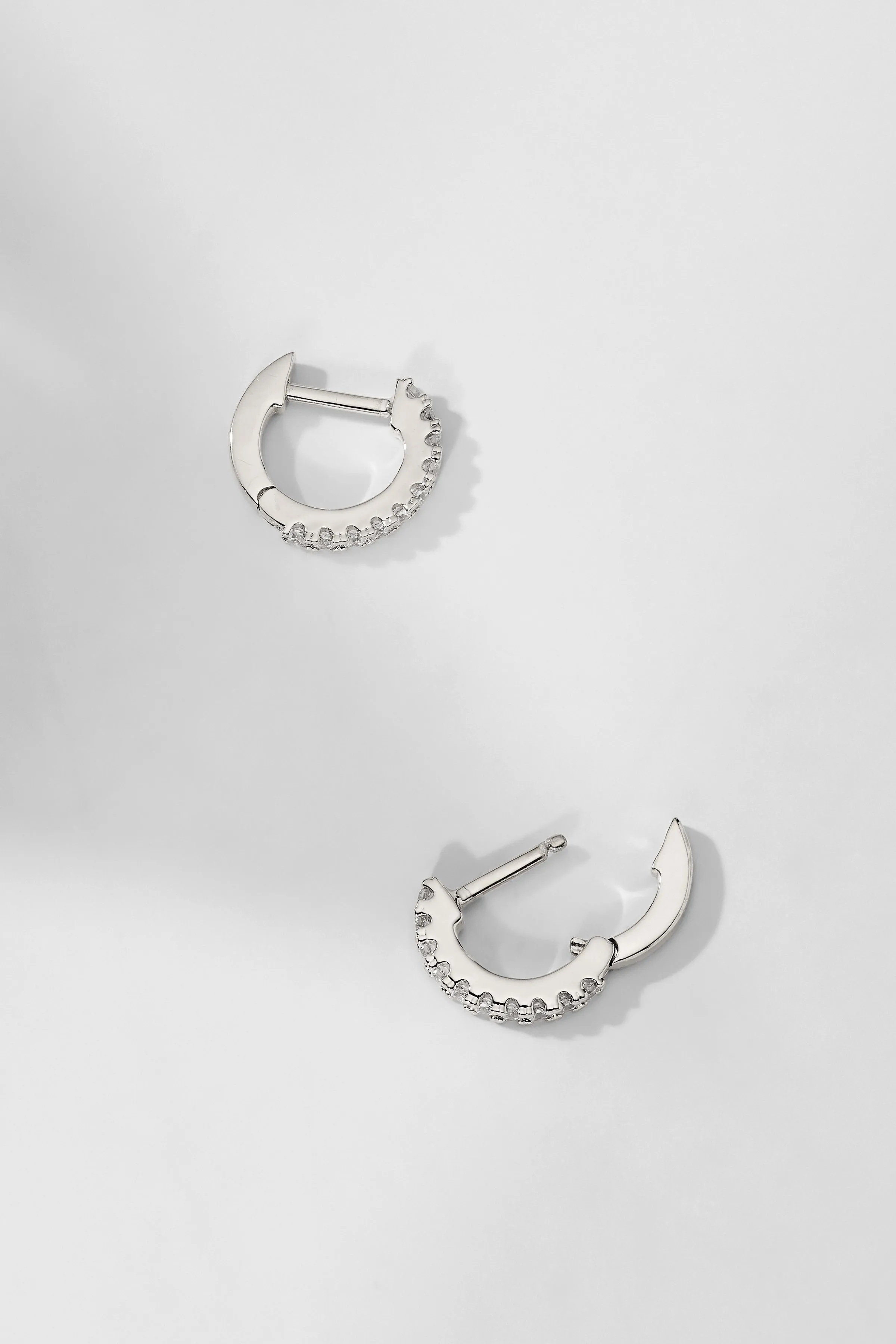 PERFECT HOOPS PAVE CZ 10MM HUGGIE HOOP EARRINGS