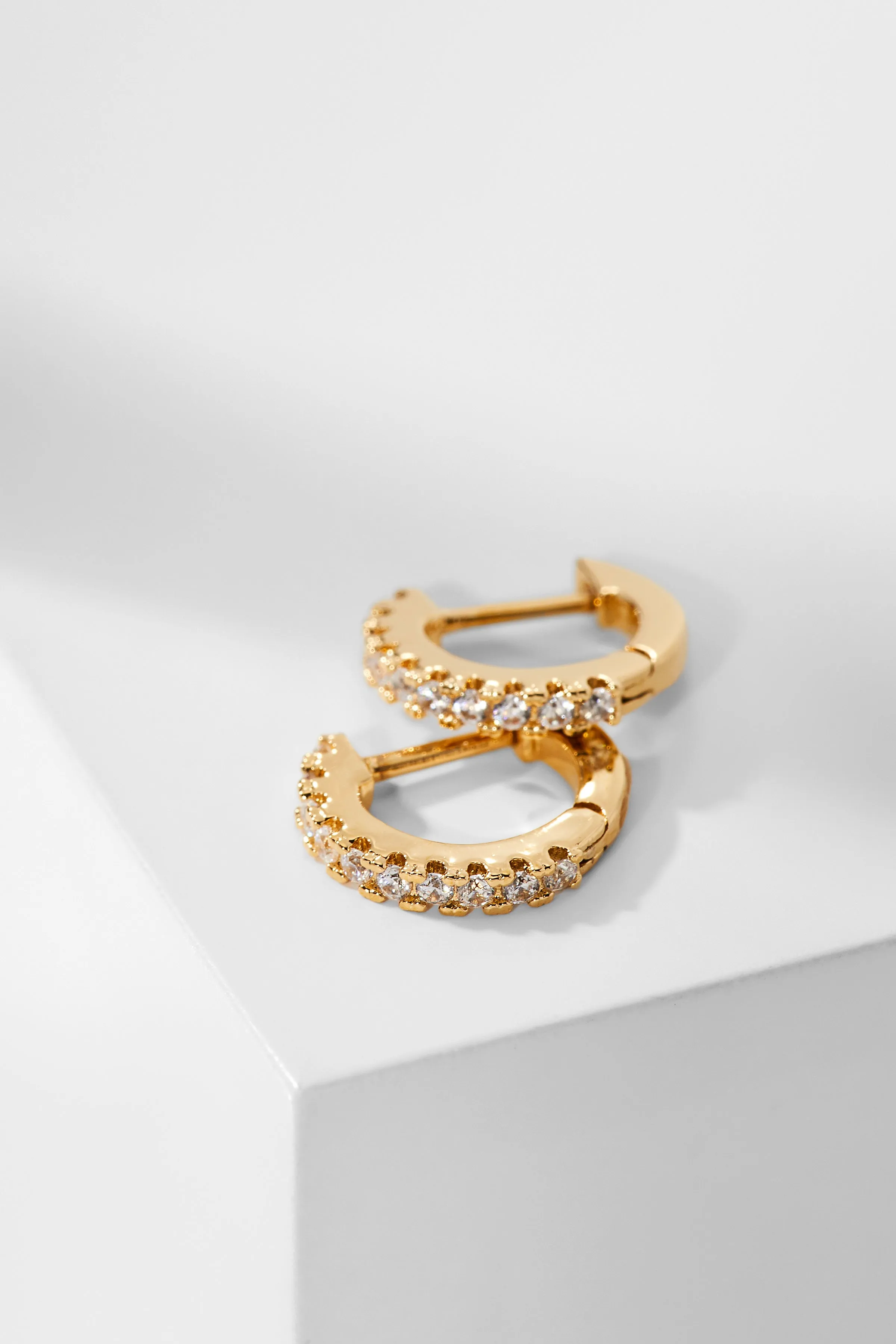PERFECT HOOPS PAVE CZ 10MM HUGGIE HOOP EARRINGS