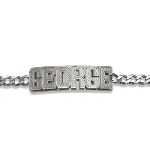 Personalized Block 925 Sterling Silver Double Nameplate Bracelet
