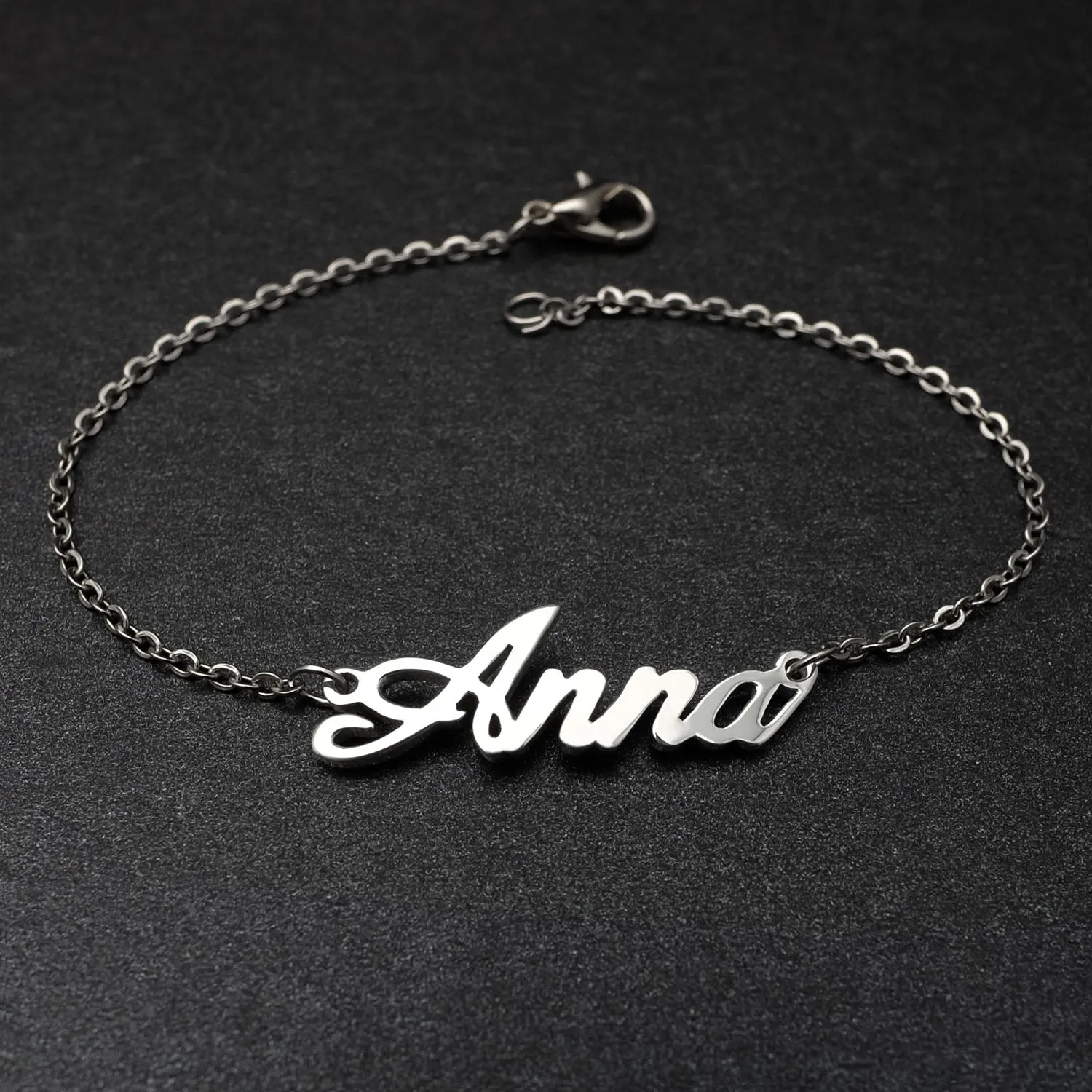 Personalized Custom Name Bracelets For Women Girls Stainless Steel Engraved Handwriting