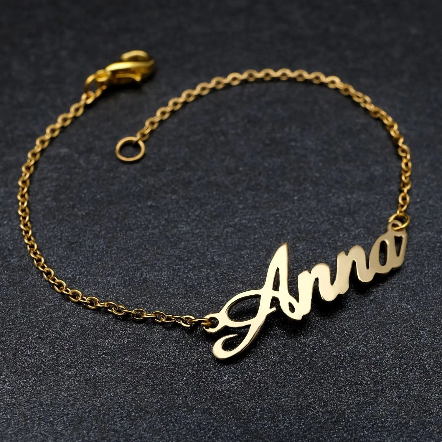Personalized Custom Name Bracelets For Women Girls Stainless Steel Engraved Handwriting