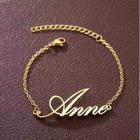 Personalized Custom Name Bracelets For Women Girls Stainless Steel Engraved Handwriting