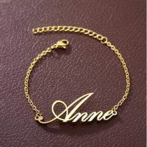 Personalized Custom Name Bracelets For Women Girls Stainless Steel Engraved Handwriting