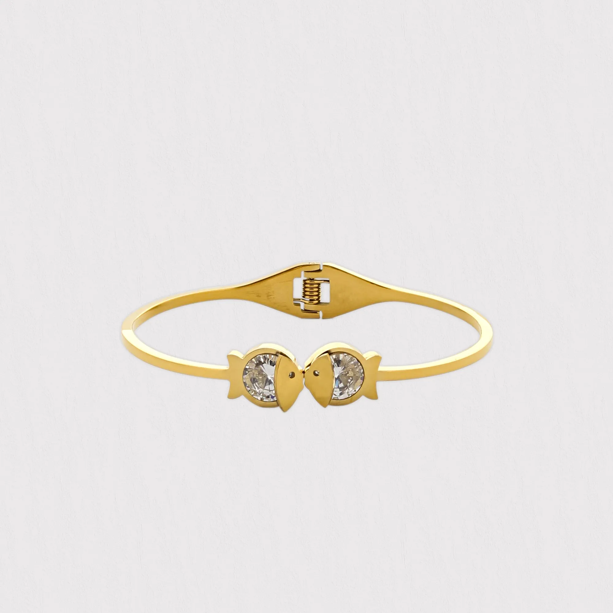 Personalized Golden Fish Bangle Bracelet for Her KCBB 11