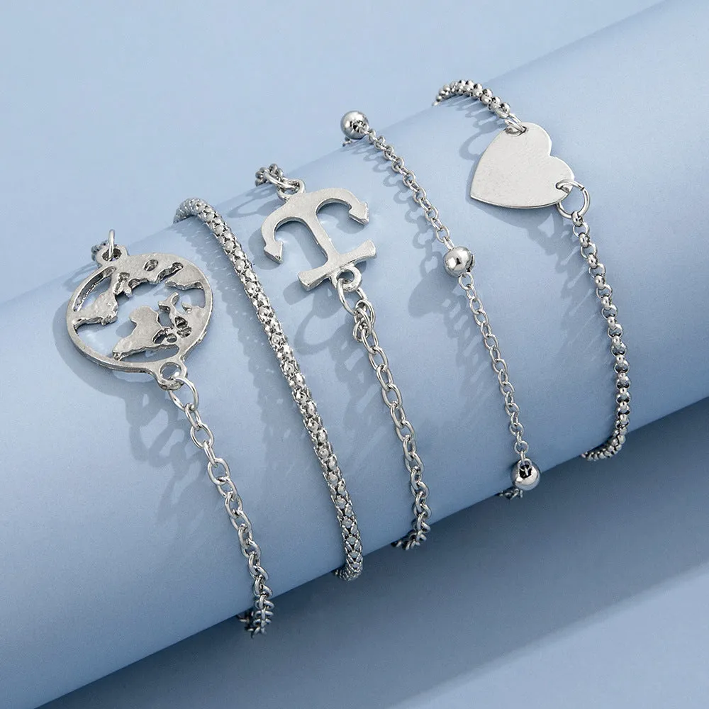Personalized Map Anchor Love Bracelet Set