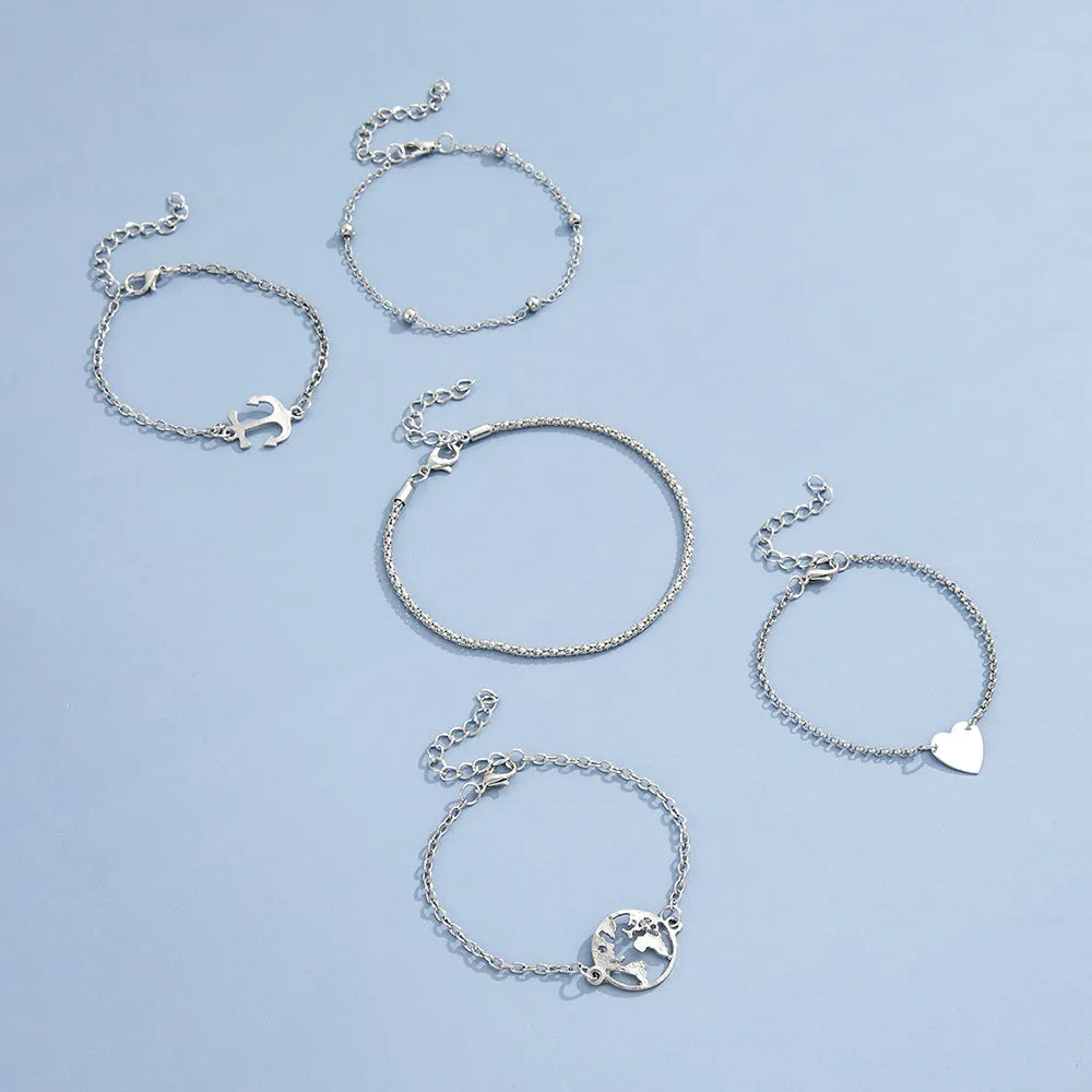 Personalized Map Anchor Love Bracelet Set