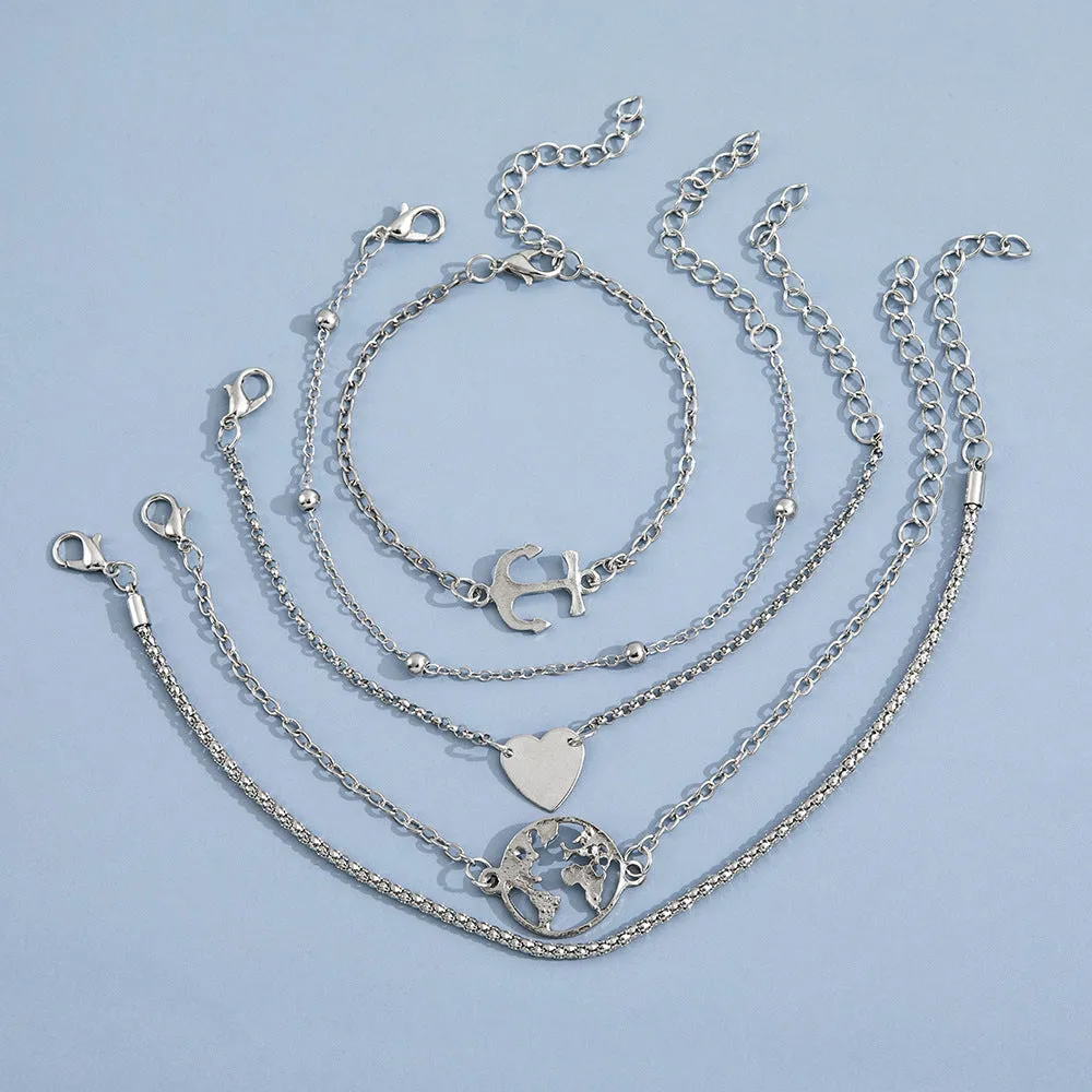 Personalized Map Anchor Love Bracelet Set