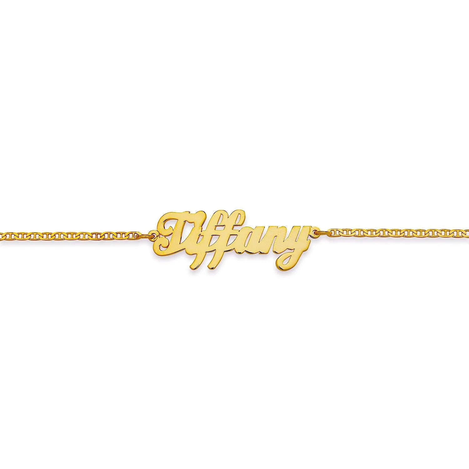 Personalized Script Gold Single Nameplate Bracelet