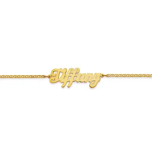 Personalized Script Gold Single Nameplate Bracelet